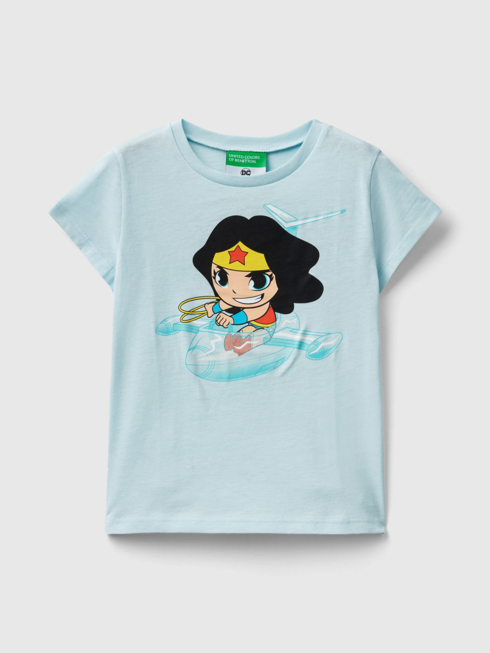 Benetton, T-shirt ©&™ Dc Comics Wonder Woman, Bleu Vert, Enfants