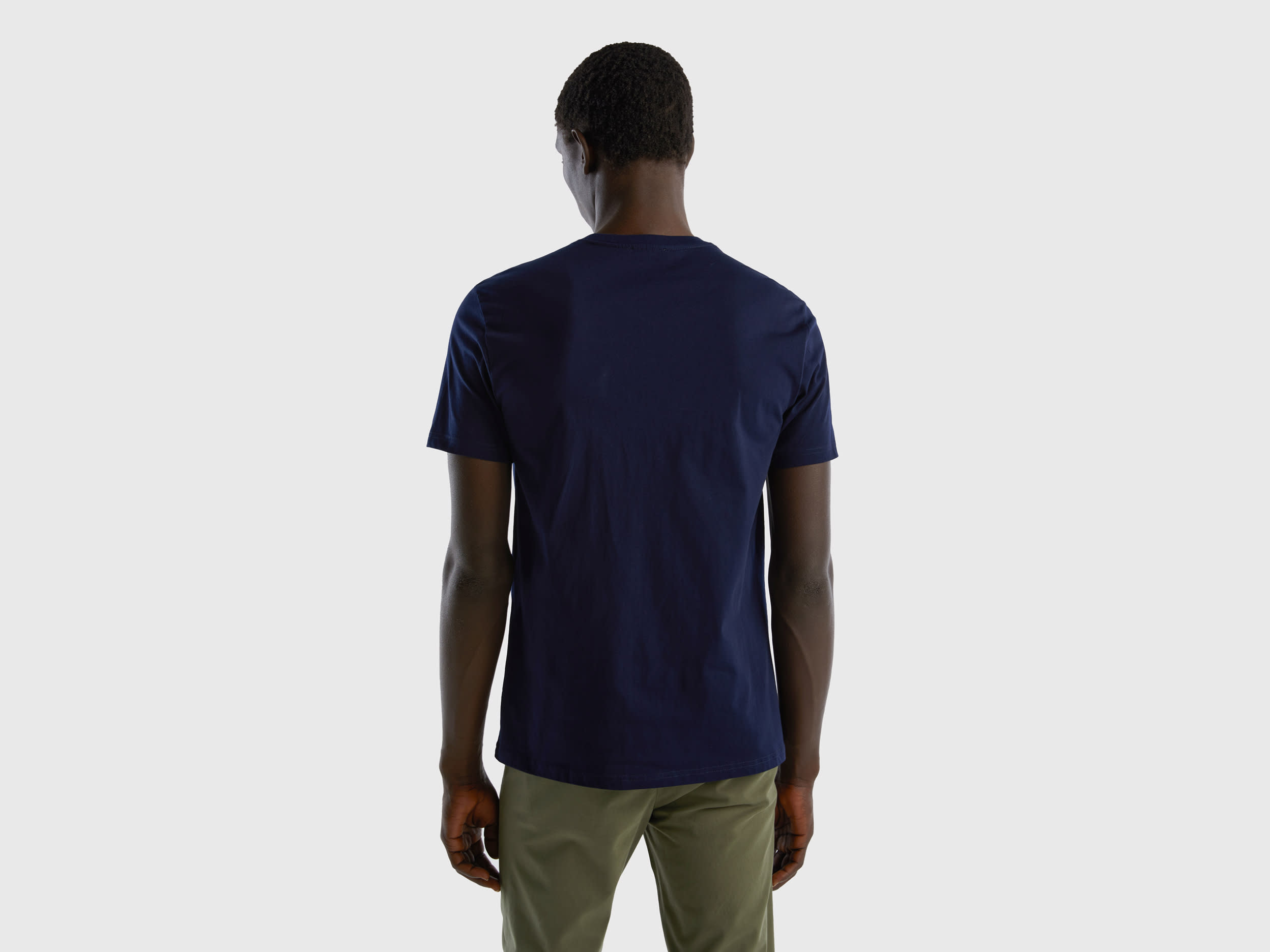 Benetton, Μπλούζα Από Βαμβακερό Μακριά Ίνα, size XS, Σκουρο Μπλε, Ανδρικά φωτογραφία