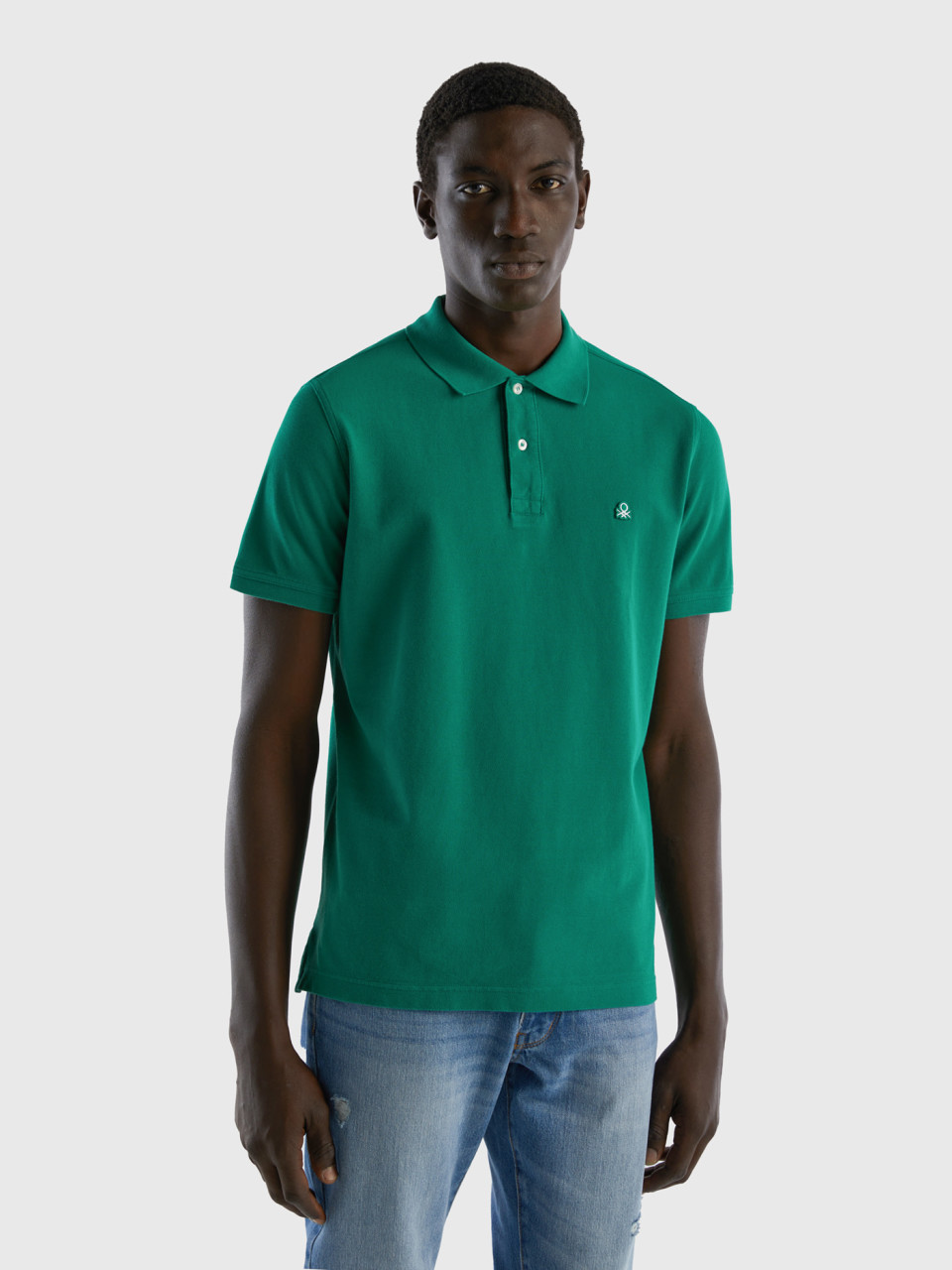 Benetton, Regular Fit Poloshirt In Dunkelgrün, Dunkelgrün, male