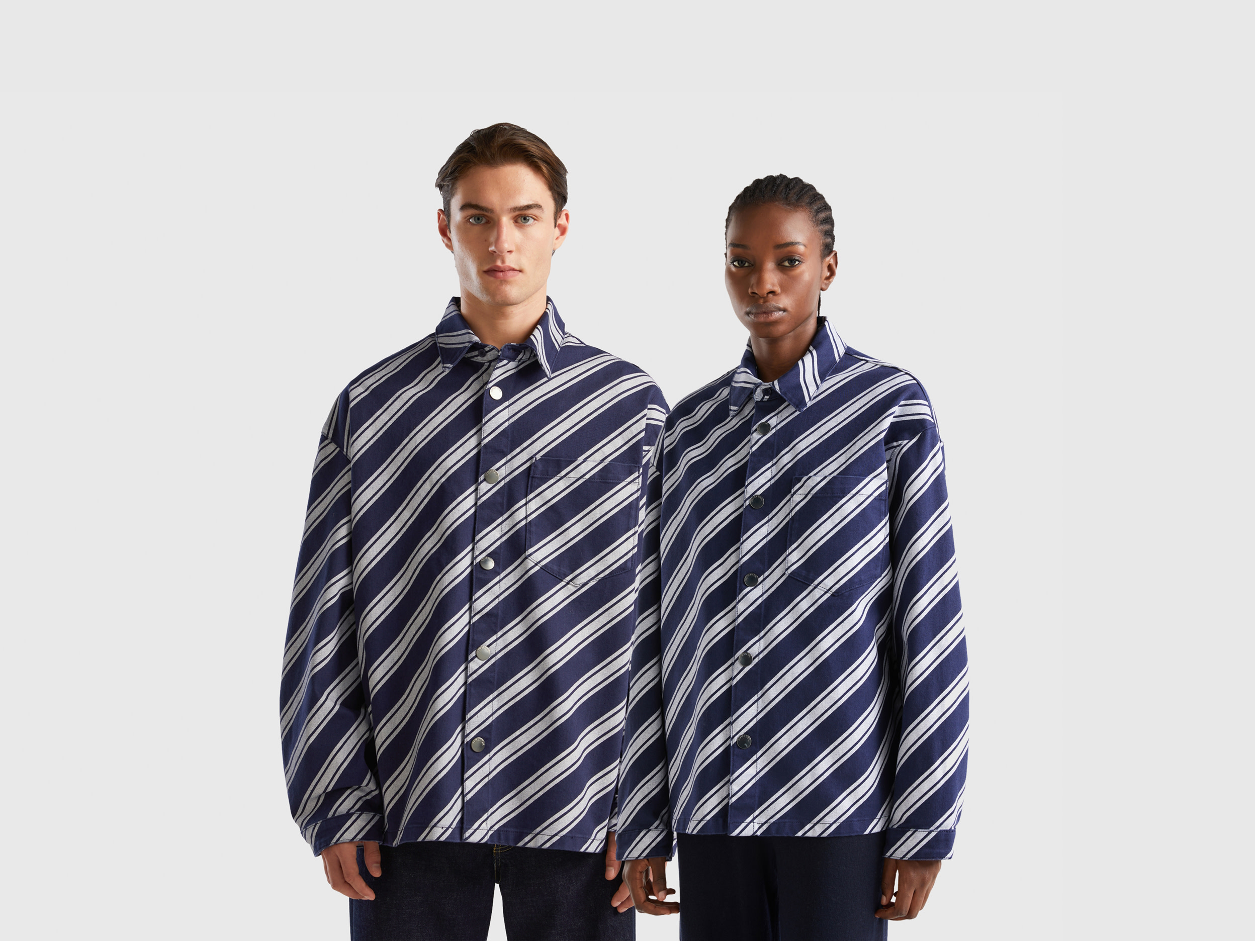 Benetton, Regimental Striped Shirt, size XXL, Multi-color, Men