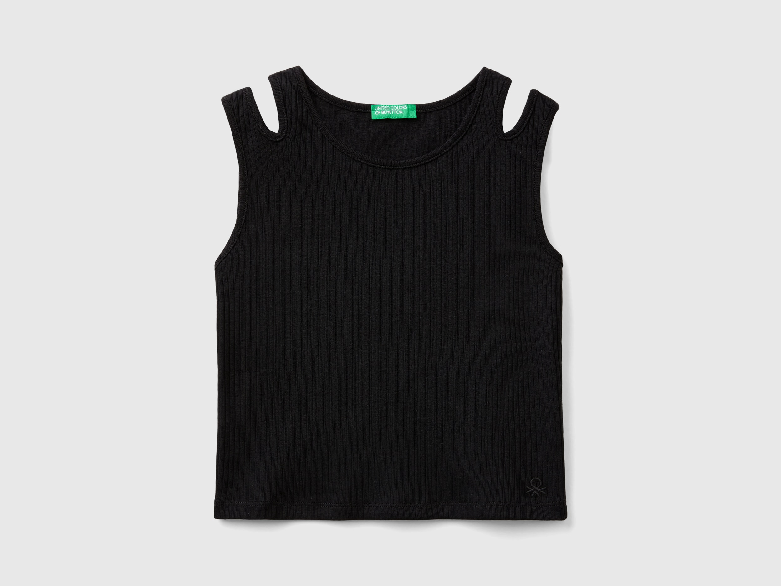 Benetton, Canotta Cut Out A Costine, Nero, Bambini
