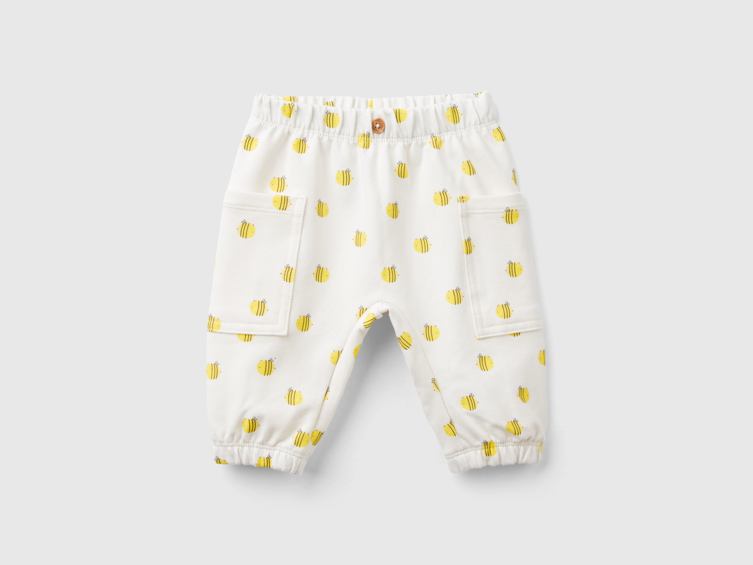 Image of Benetton, Sweatpants With Print, size 62, Creamy White, Kids
