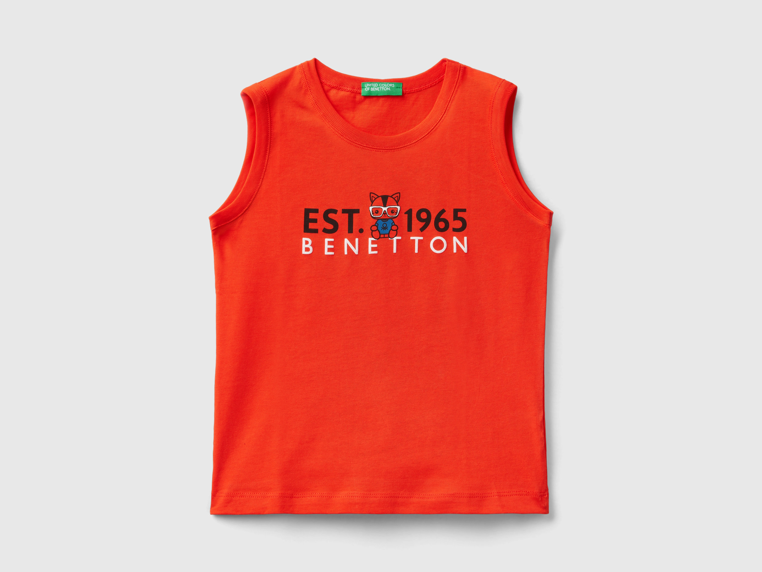 Image of Benetton, Tank Top In 100% Organic Cotton With Logo, size 82, , Kids