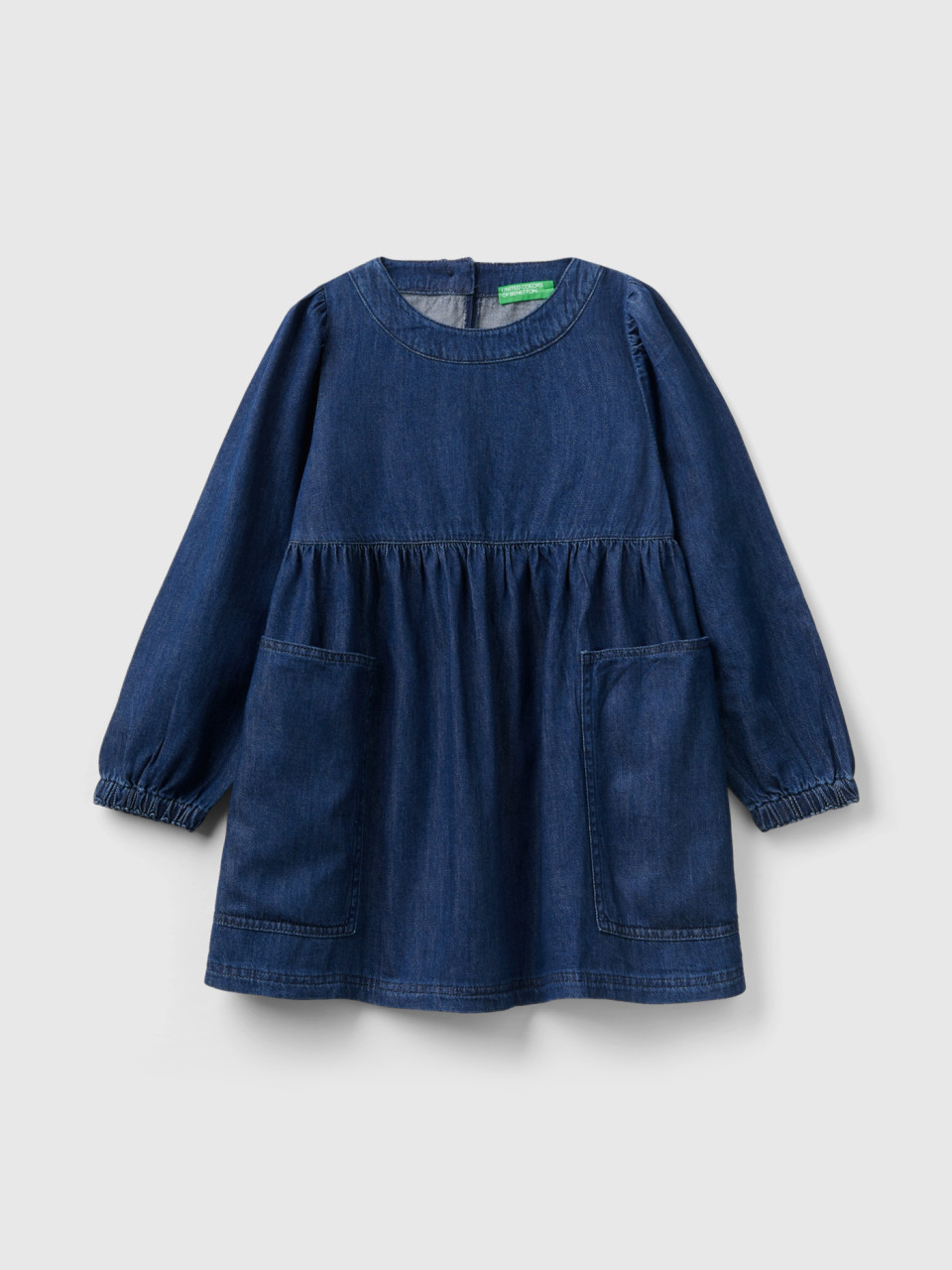 Benetton, Denim Dress With Pockets, Light Blue, Kids