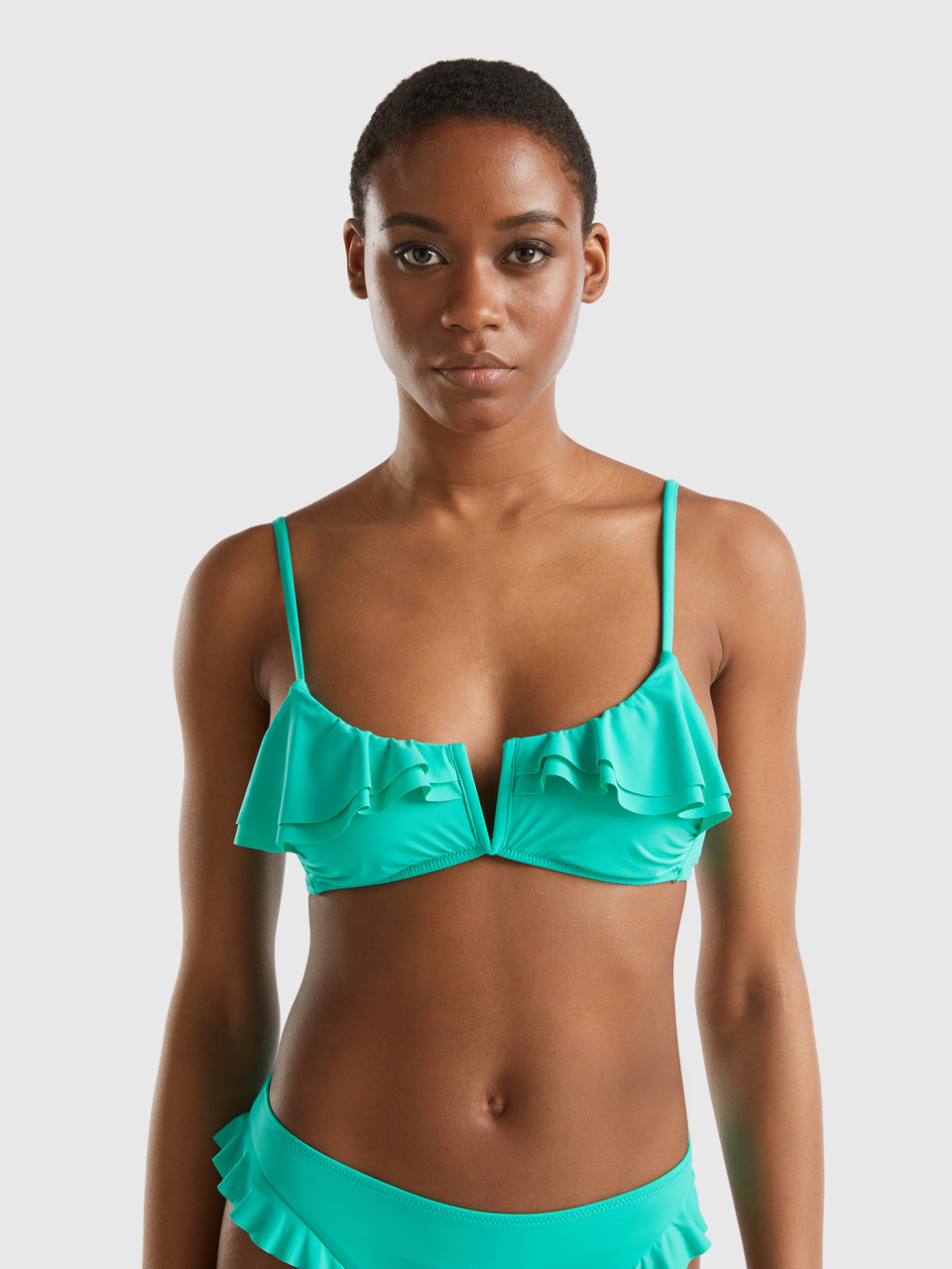 Benetton, Brassiere Bikini Top In Econyl®, Aqua, Women