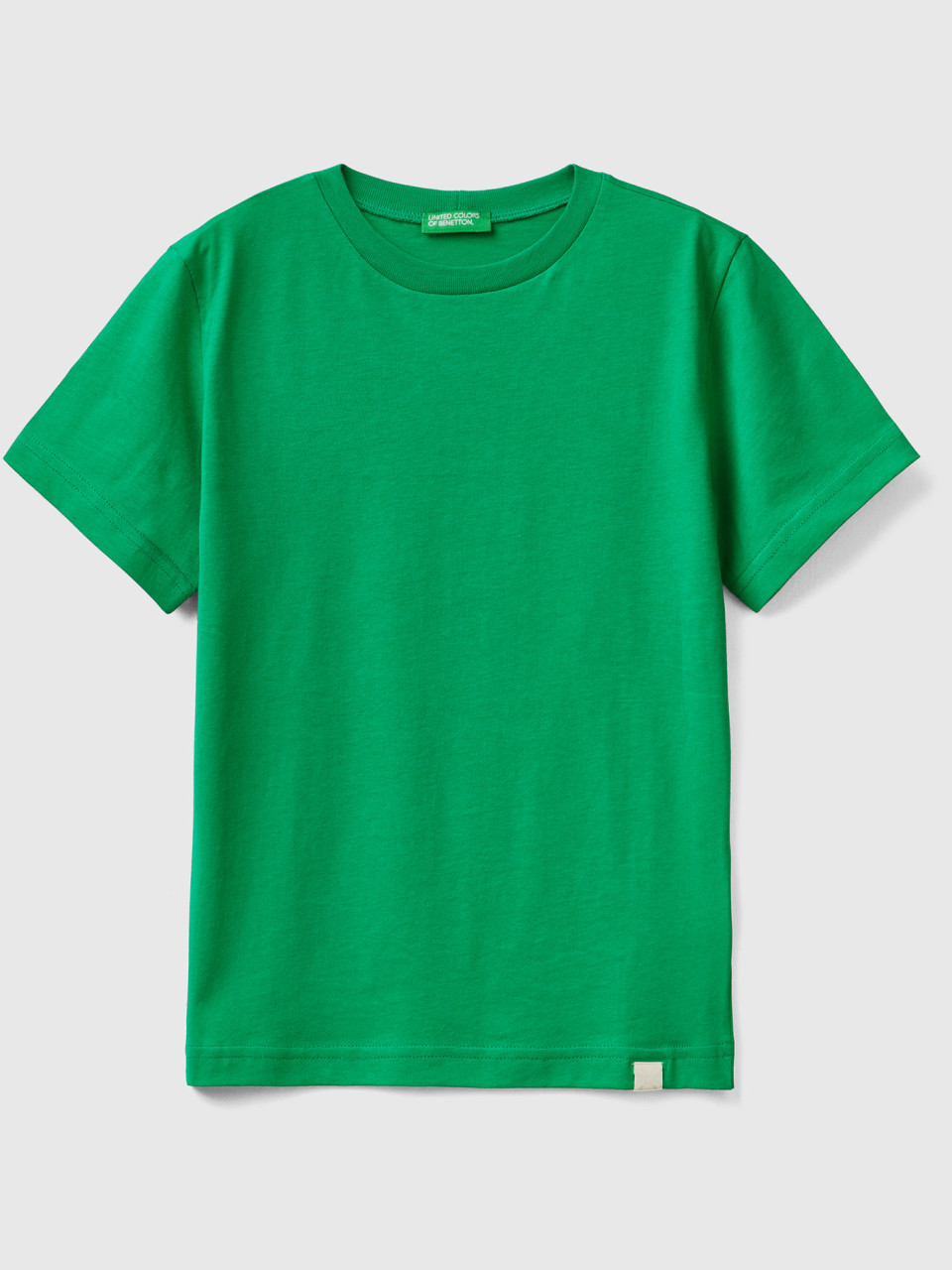 Benetton, T-shirt En Coton Bio, Vert, Enfants