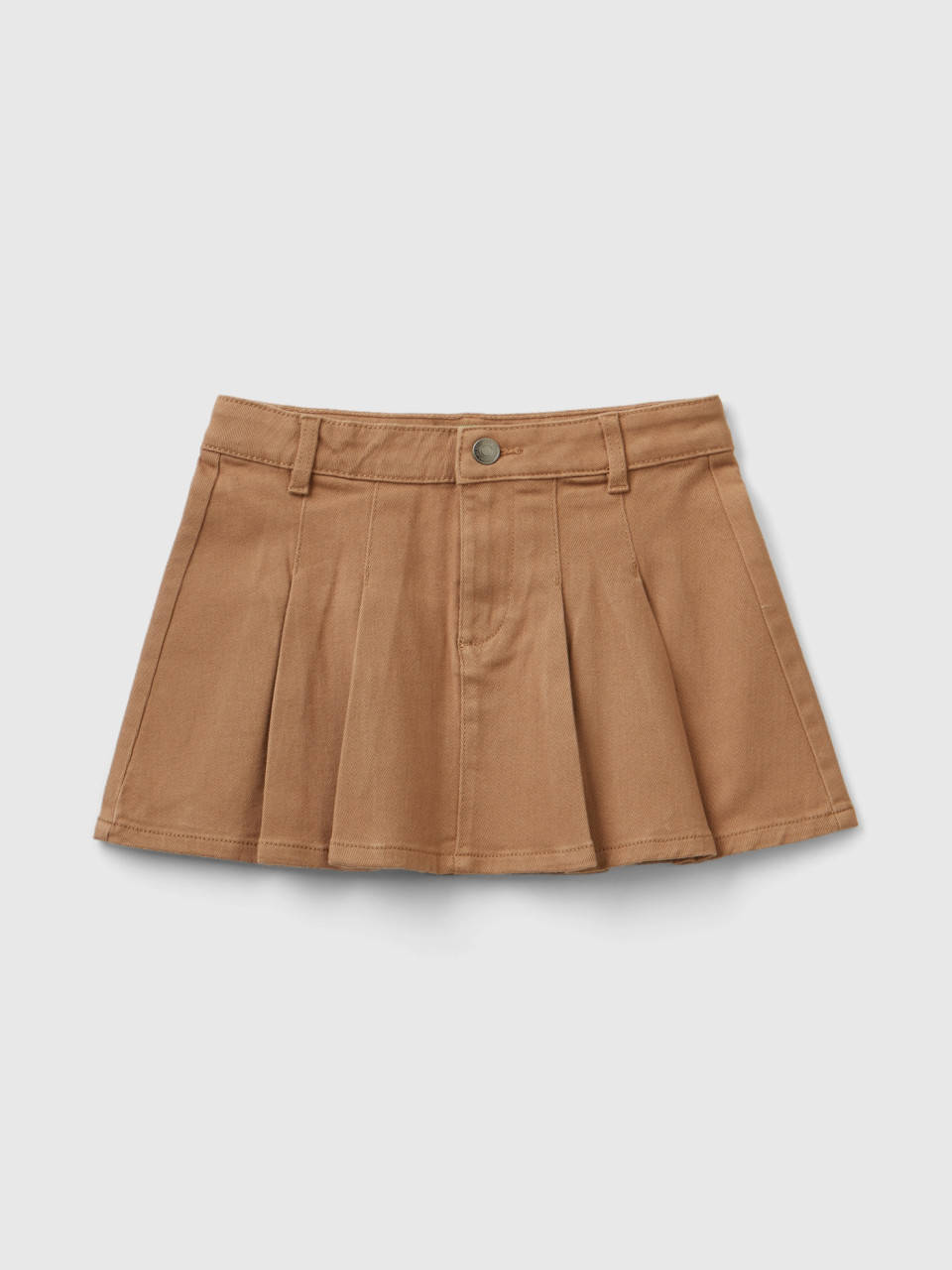 Benetton, Pleated Miniskirt, Camel, Kids