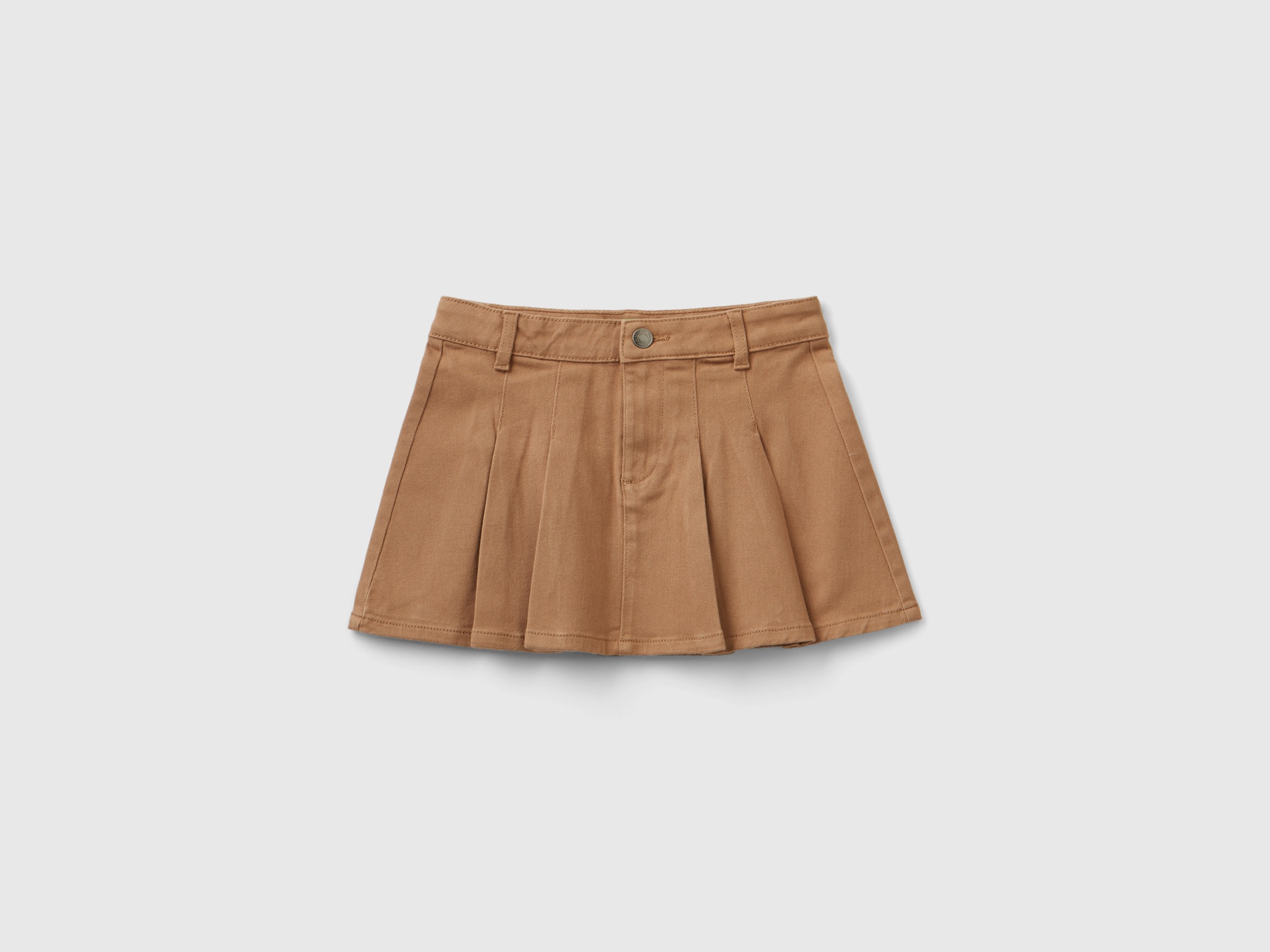 Benetton, Pleated Miniskirt, size L, Camel, Kids