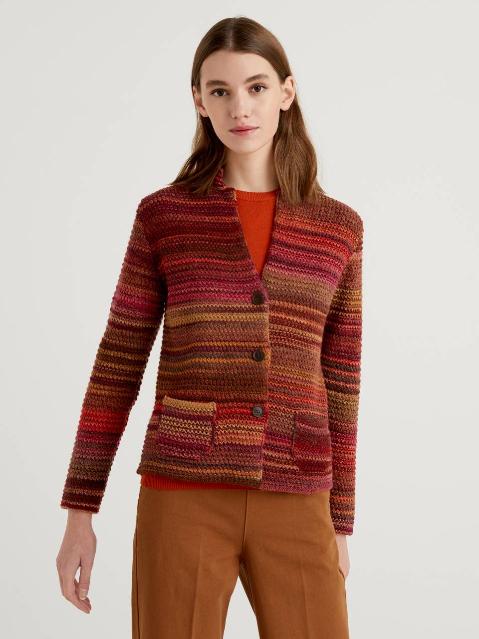 Benetton Knit jacket in multicolor wool blend. 1
