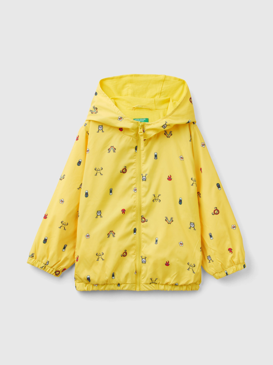 Benetton, Light Jacket With Hood, Yellow, Kids