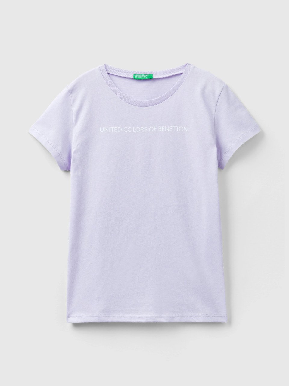 Benetton, 100% Cotton T-shirt With Logo, Lilac, Kids