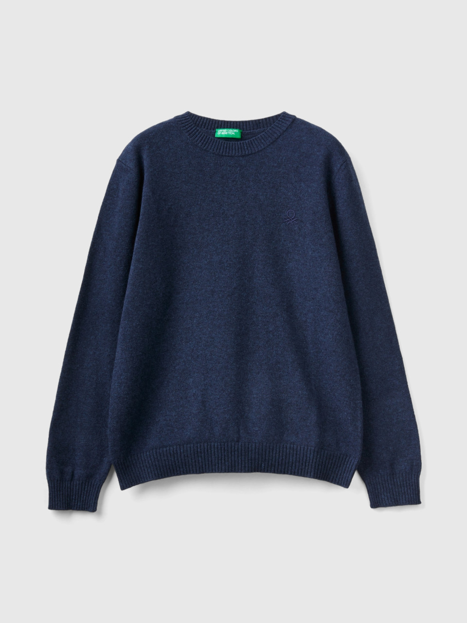 Benetton, Sweater In Cashmere And Wool Blend, Dark Blue, Kids