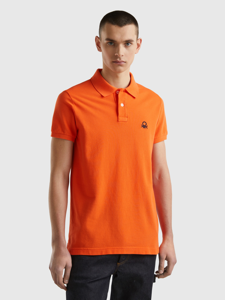 Benetton, Slim Fit Poloshirt In Orange, Orange, male