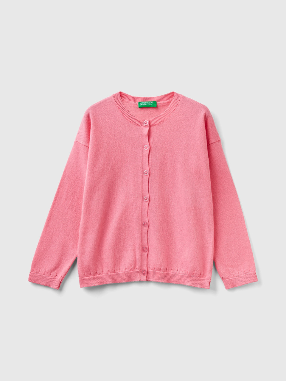 Benetton, Cardigan With Glittery Buttons, Pink, Kids