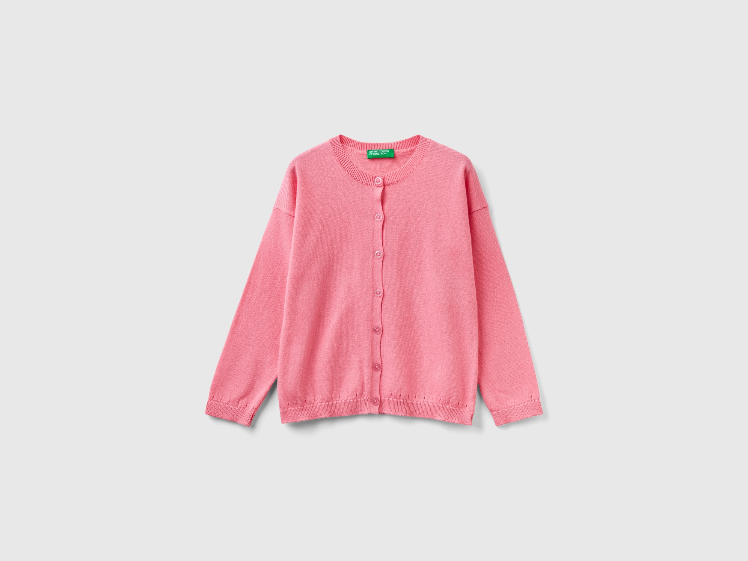 Benetton, Cardigan With Glittery Buttons, size 18-24, Pink, Kids