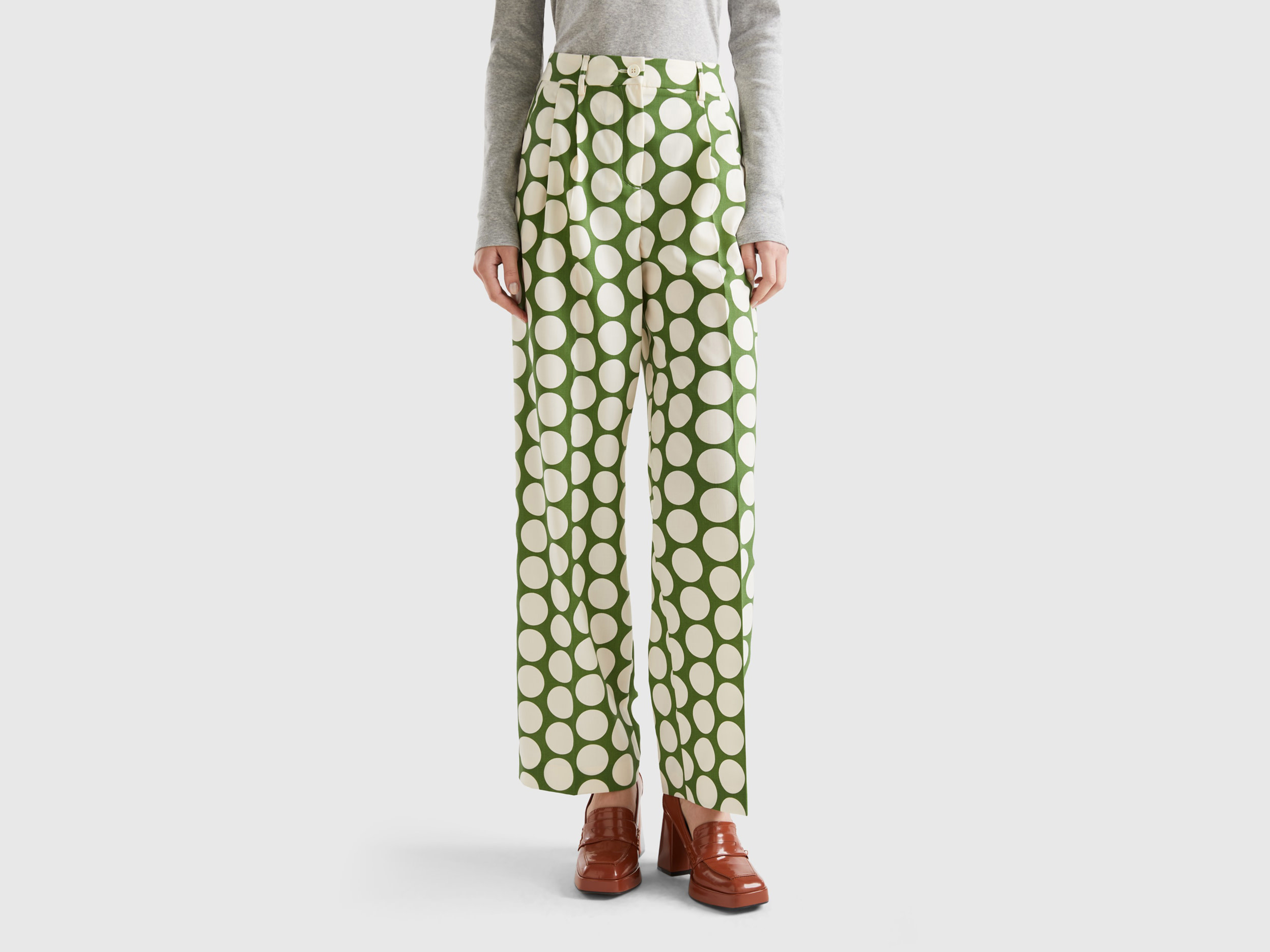 Benetton, Polka Dot Pants, size 8, Green, Women
