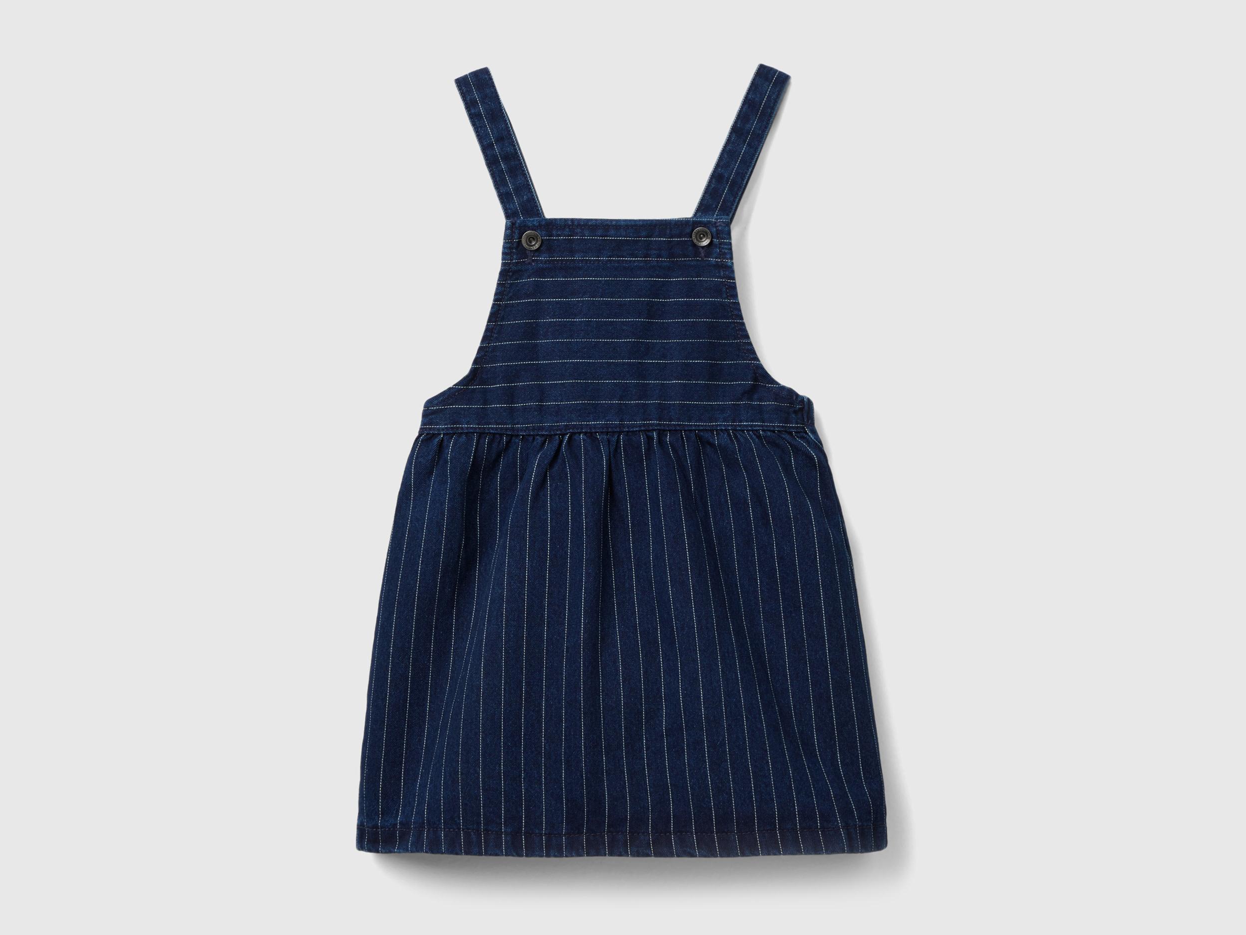 Benetton, Denim Overall Skirt With Pinstripes, size 18-24, Dark Blue, Kids