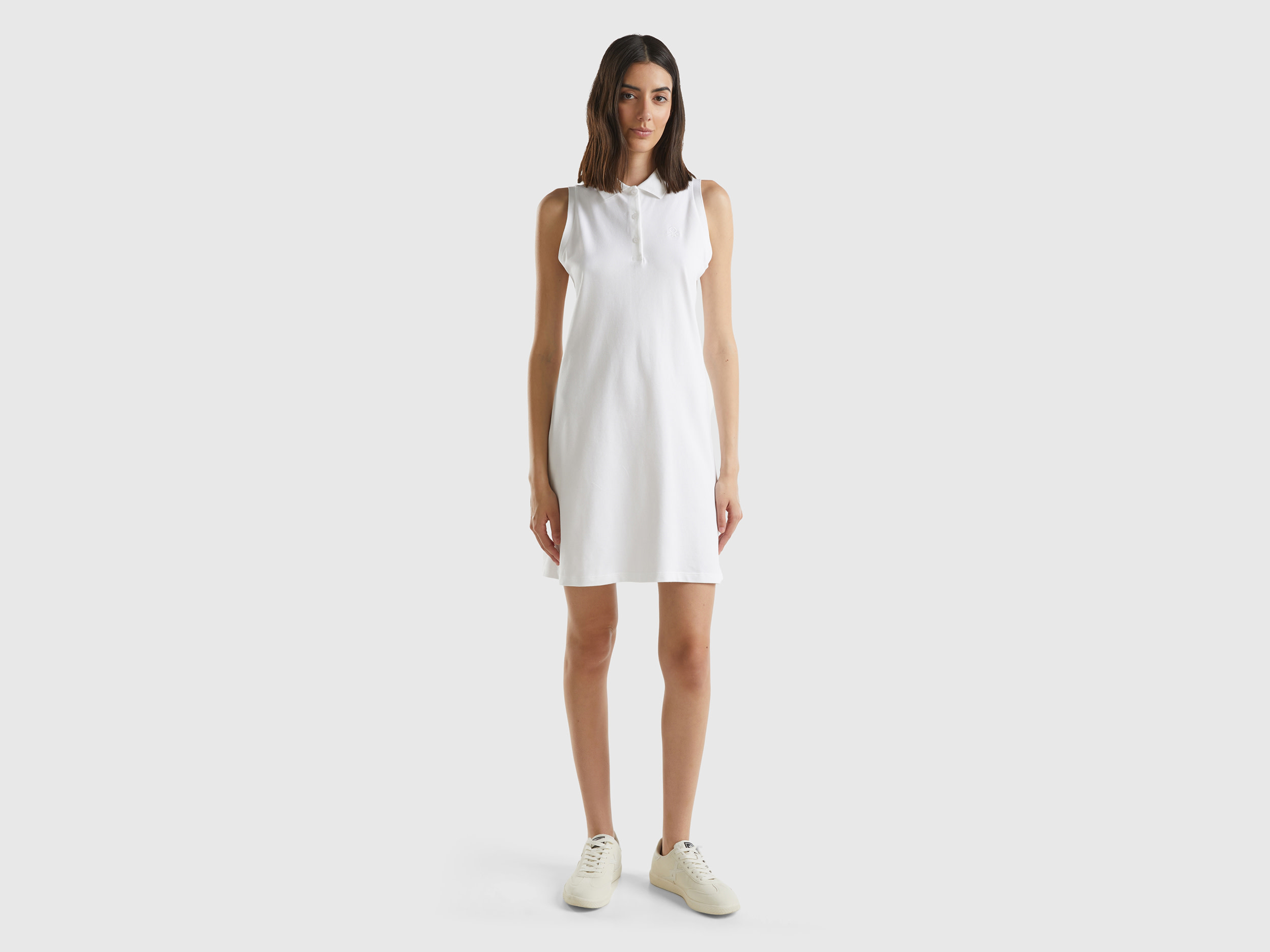 Image of Benetton, White Polo-style Dress, size XXS, White, Women