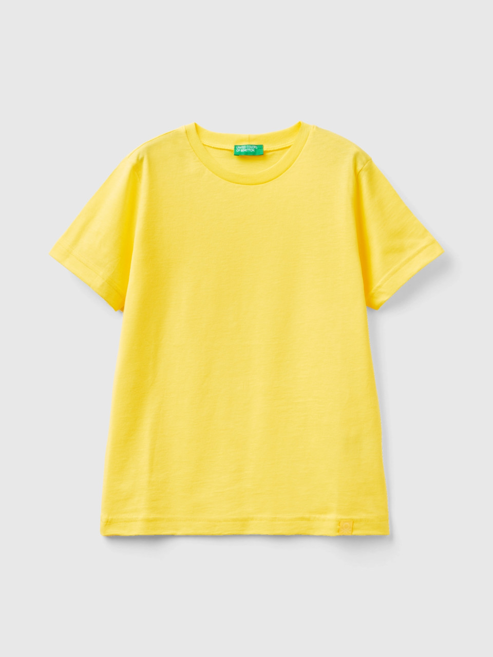 Benetton, Camiseta De Algodón Orgánico, Amarillo, Niños