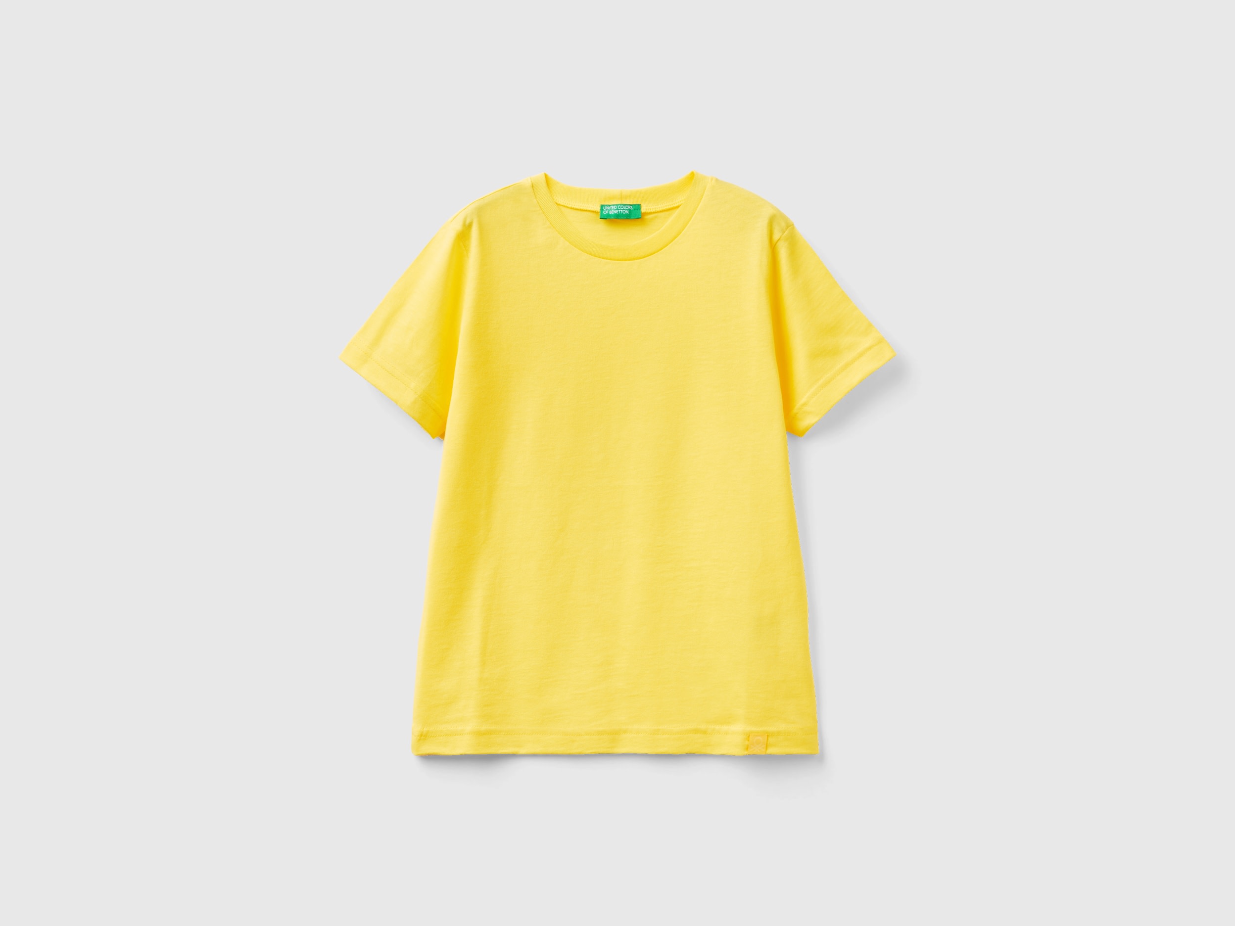 Image of Benetton, Organic Cotton T-shirt, size 2XL, Yellow, Kids