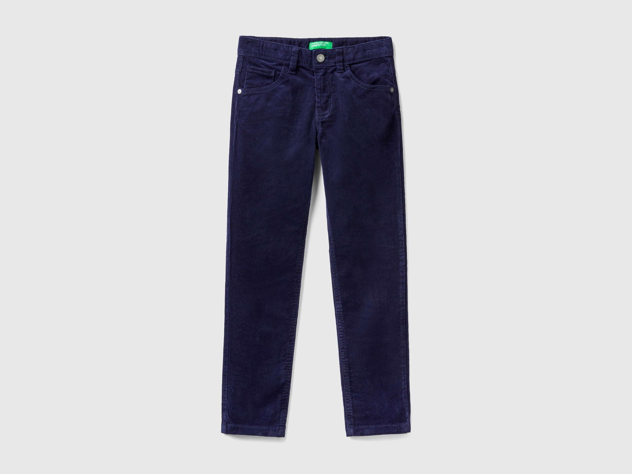 Benetton, Slim Fit Stretch Corduroy Trousers, size 3XL, Dark Blue, Kids