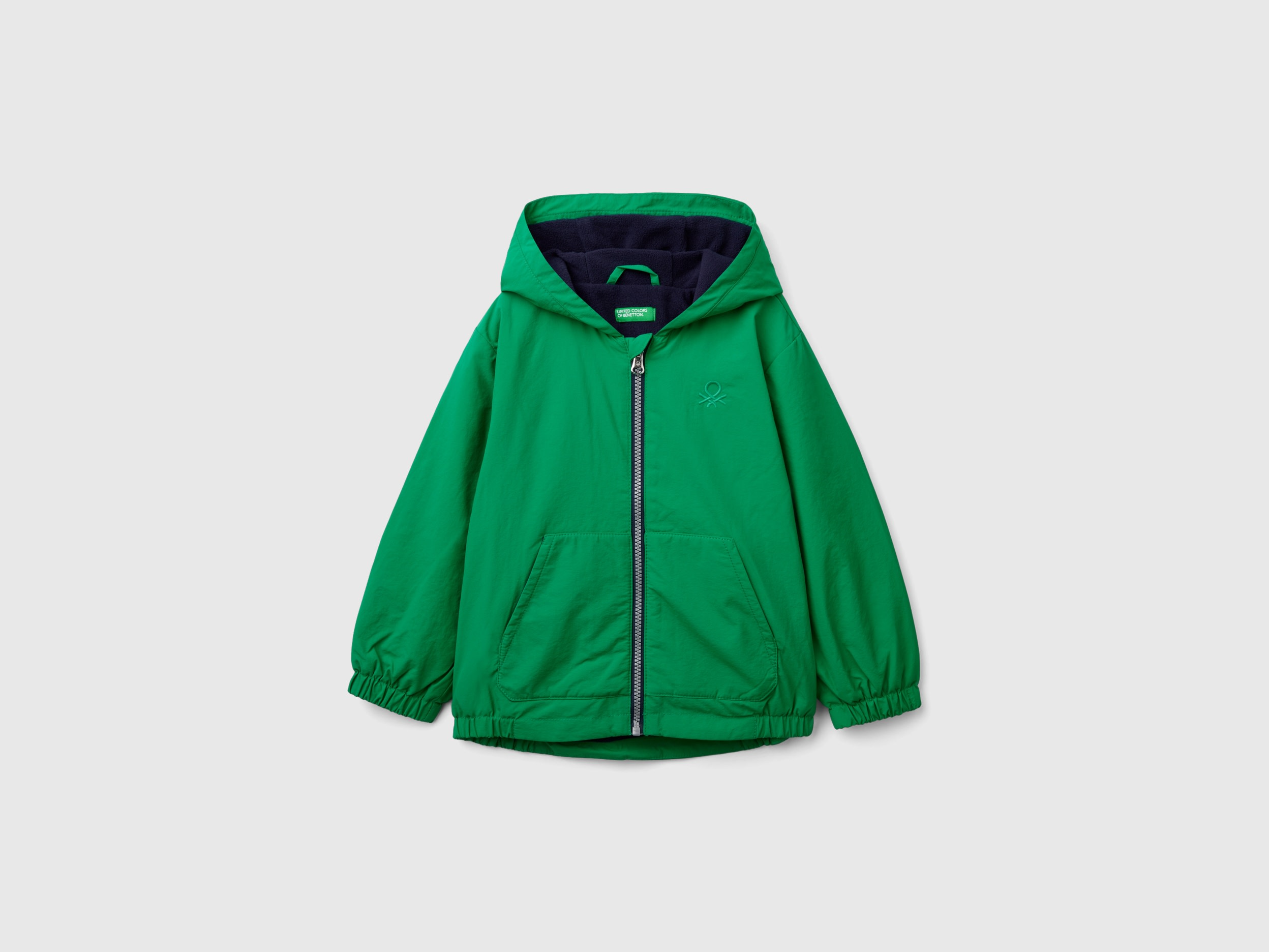 Benetton, Giubbino Con Cappuccio Oversize, Verde, Bambini
