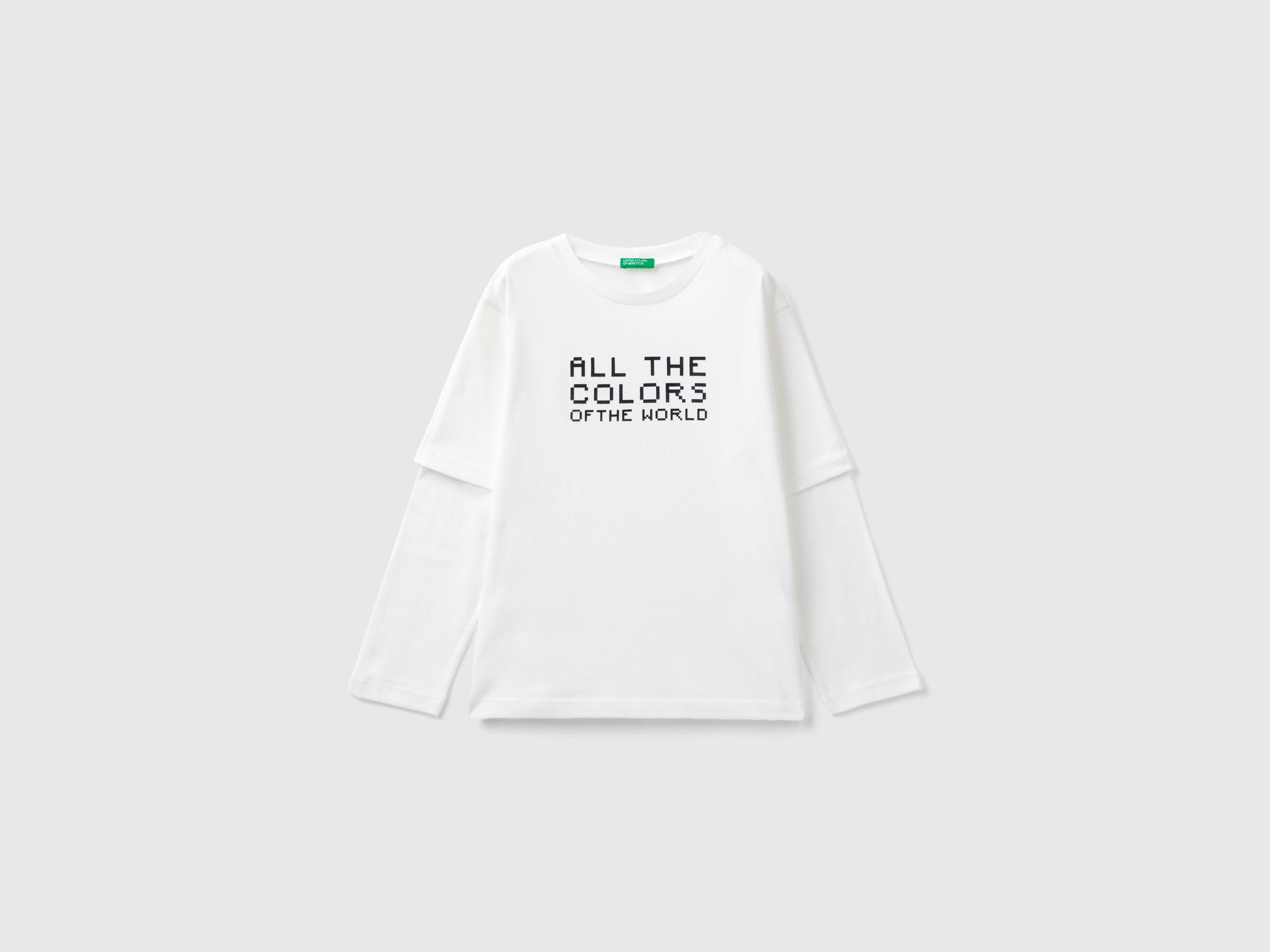 Benetton, Double Sleeve T-shirt, size M, Creamy White, Kids