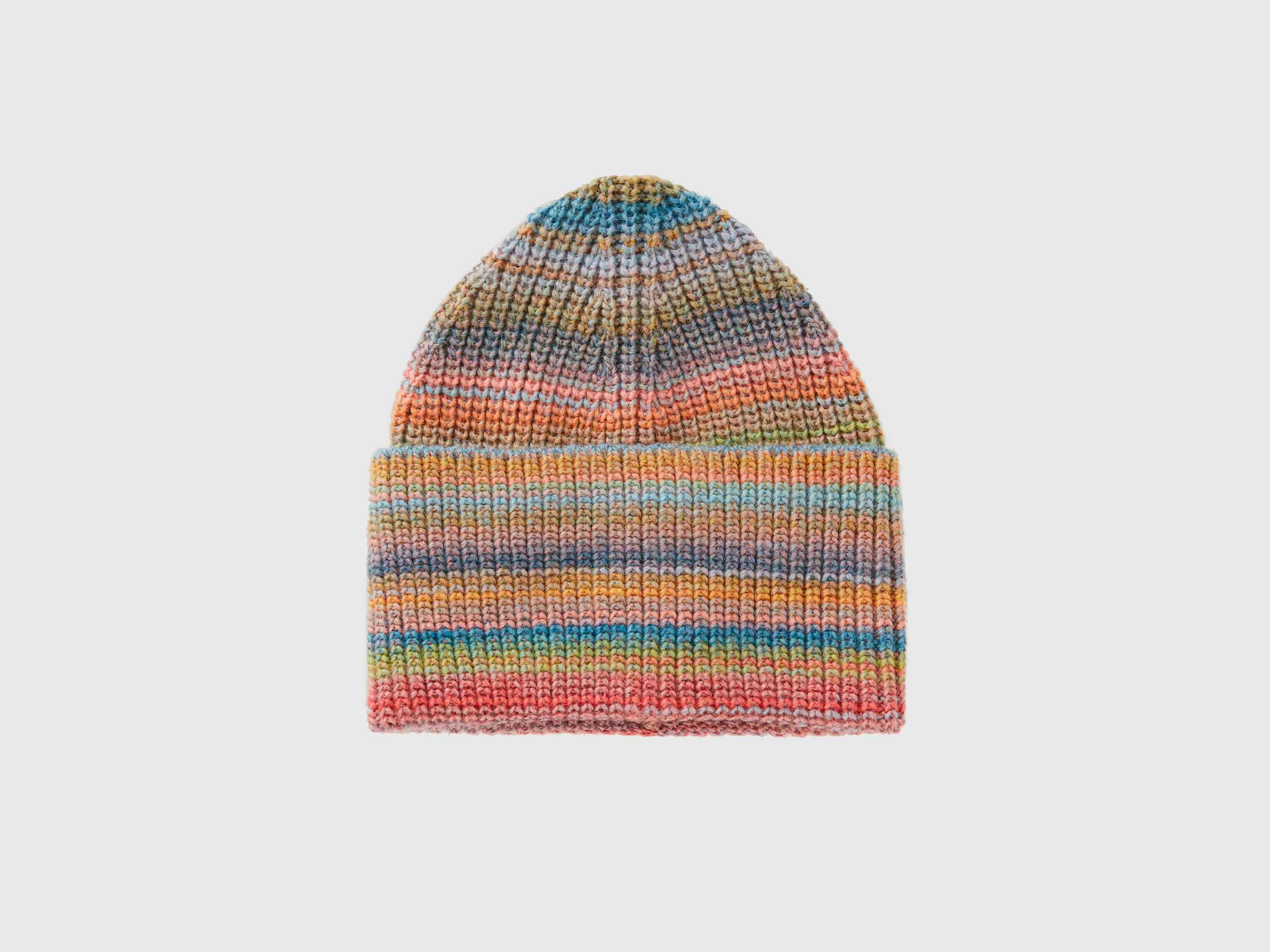 benetton, bonnet multicolore en laine mélangée, taille l, multicolore, femme
