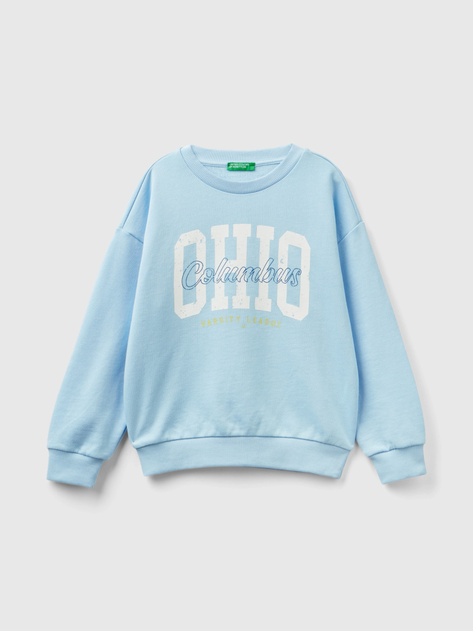 Benetton, Pullover College Style Sweatshirt, Sky Blue, Kids
