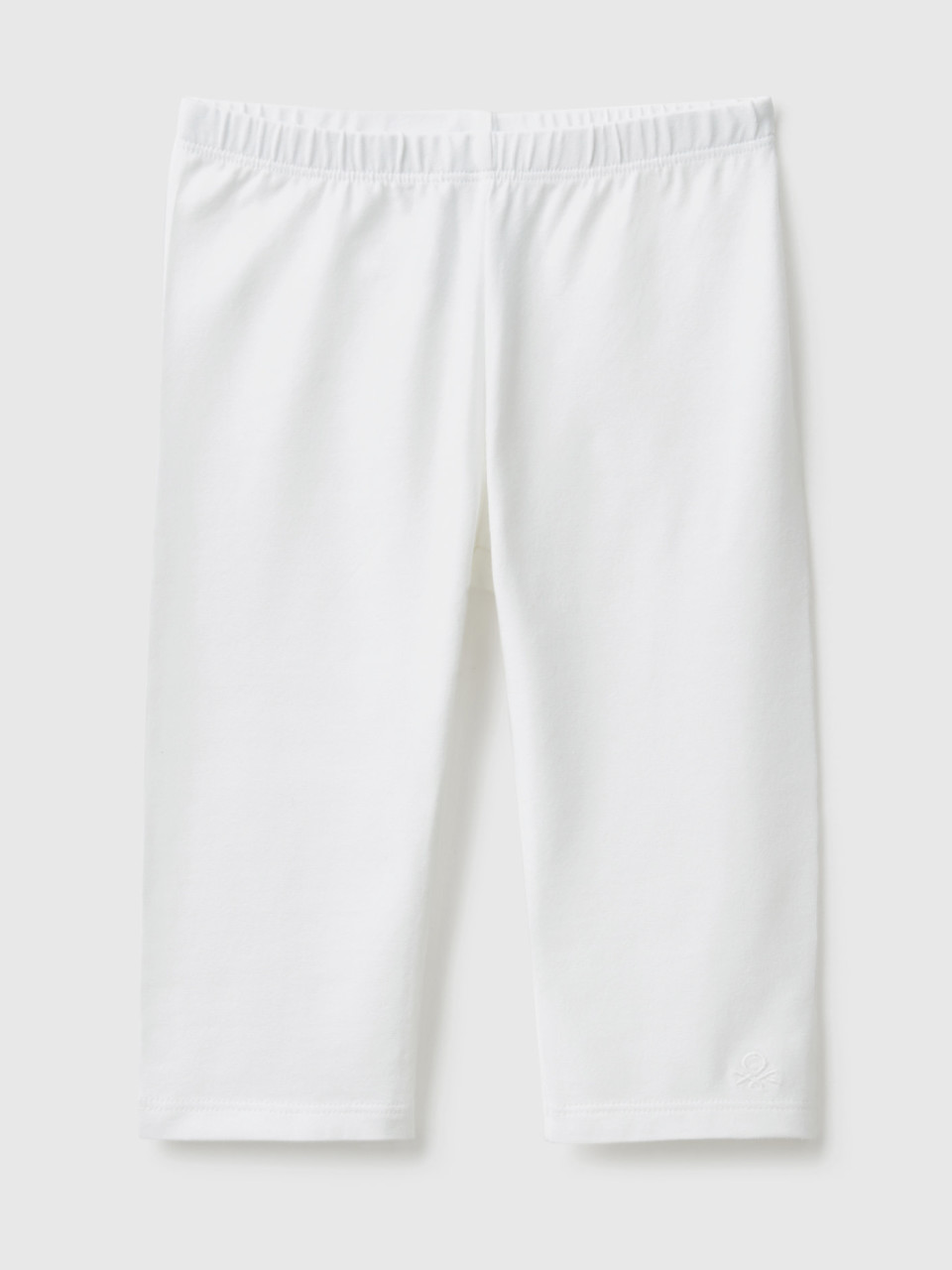 Benetton, 3/4 Leggings In Stretch Cotton, White, Kids