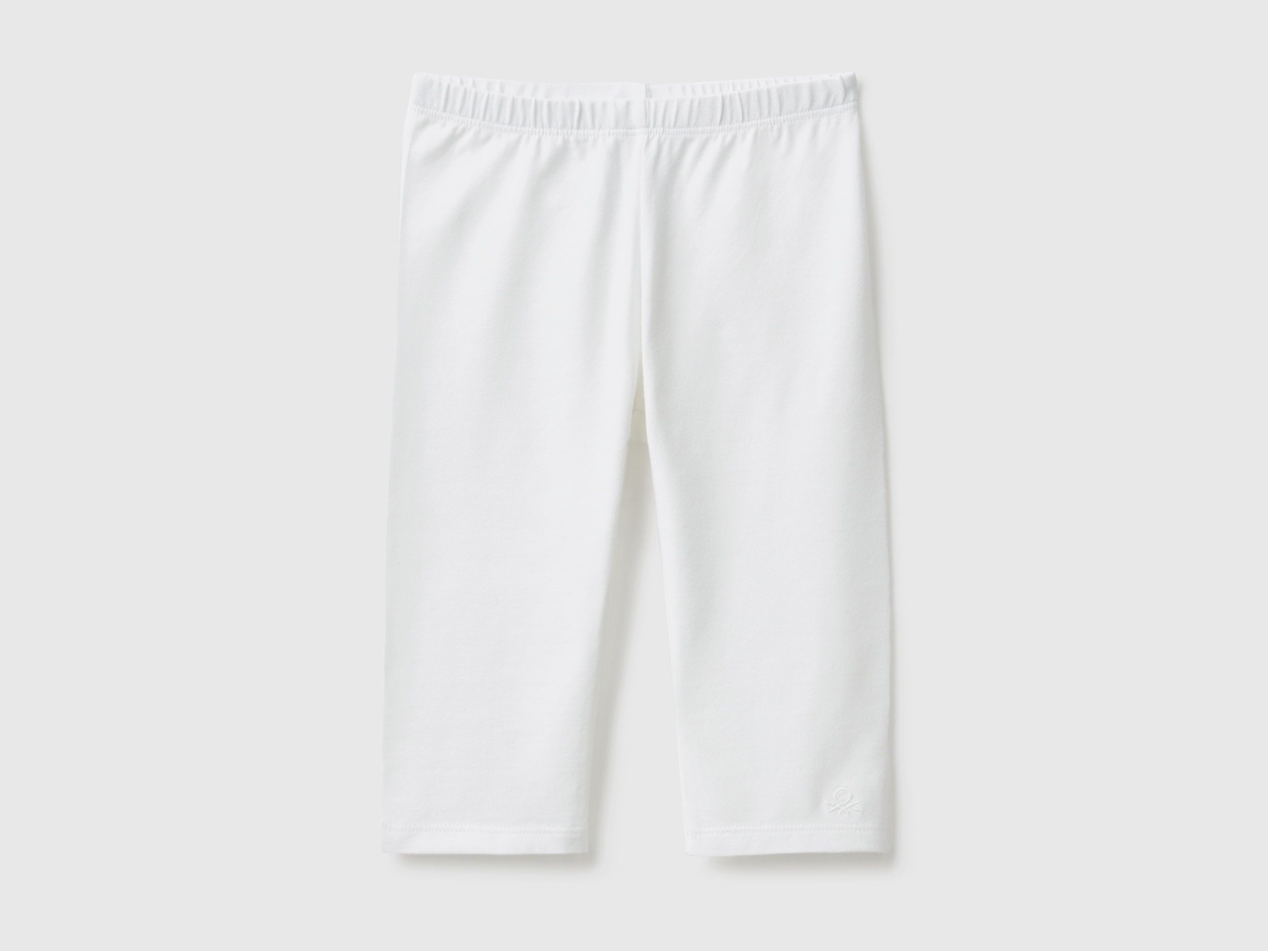Benetton, 3/4 Leggings In Stretch Cotton, size 4-5, White, Kids