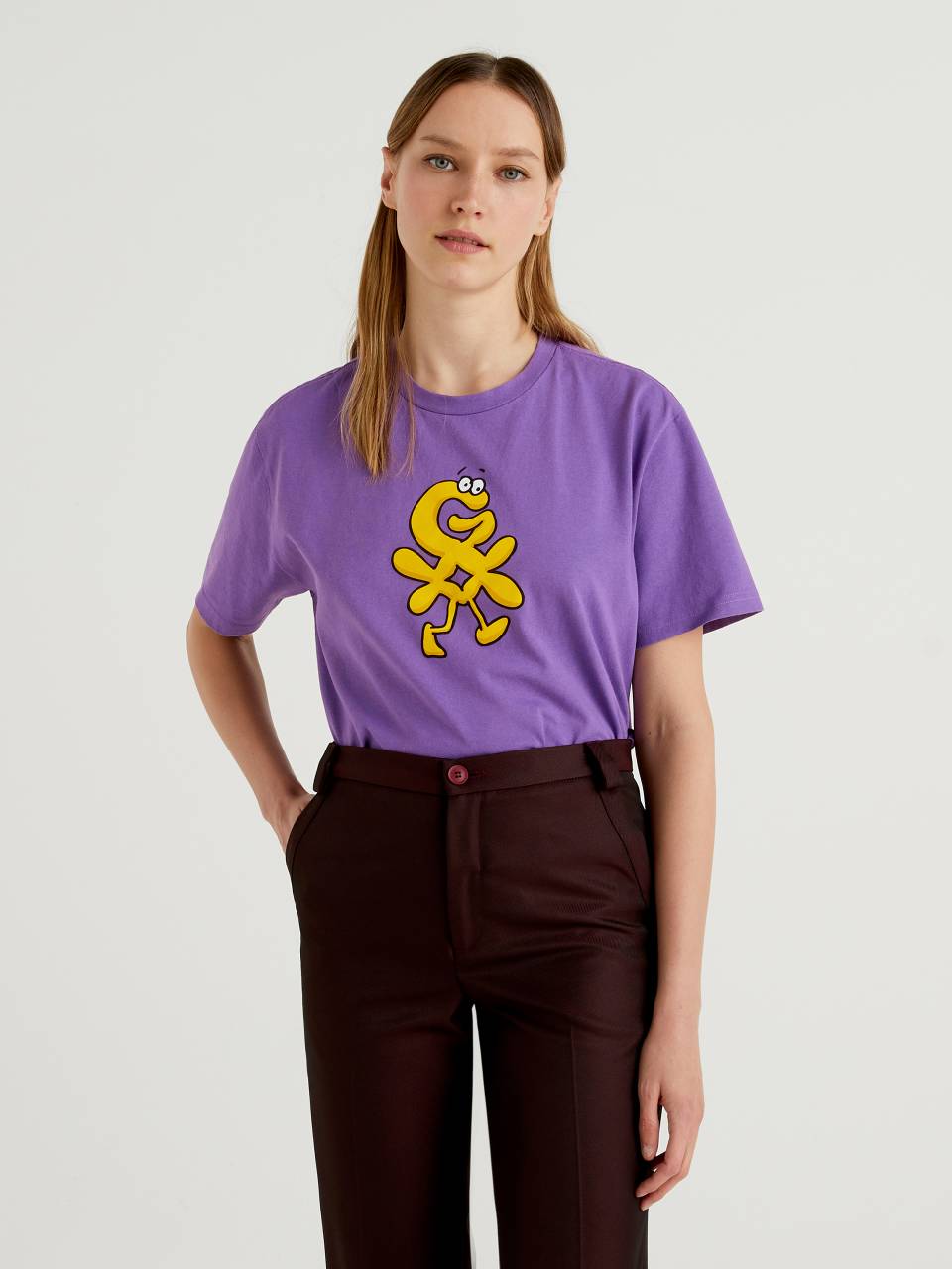 Benetton Purple t-shirt with print and embroidery by Ghali. 1