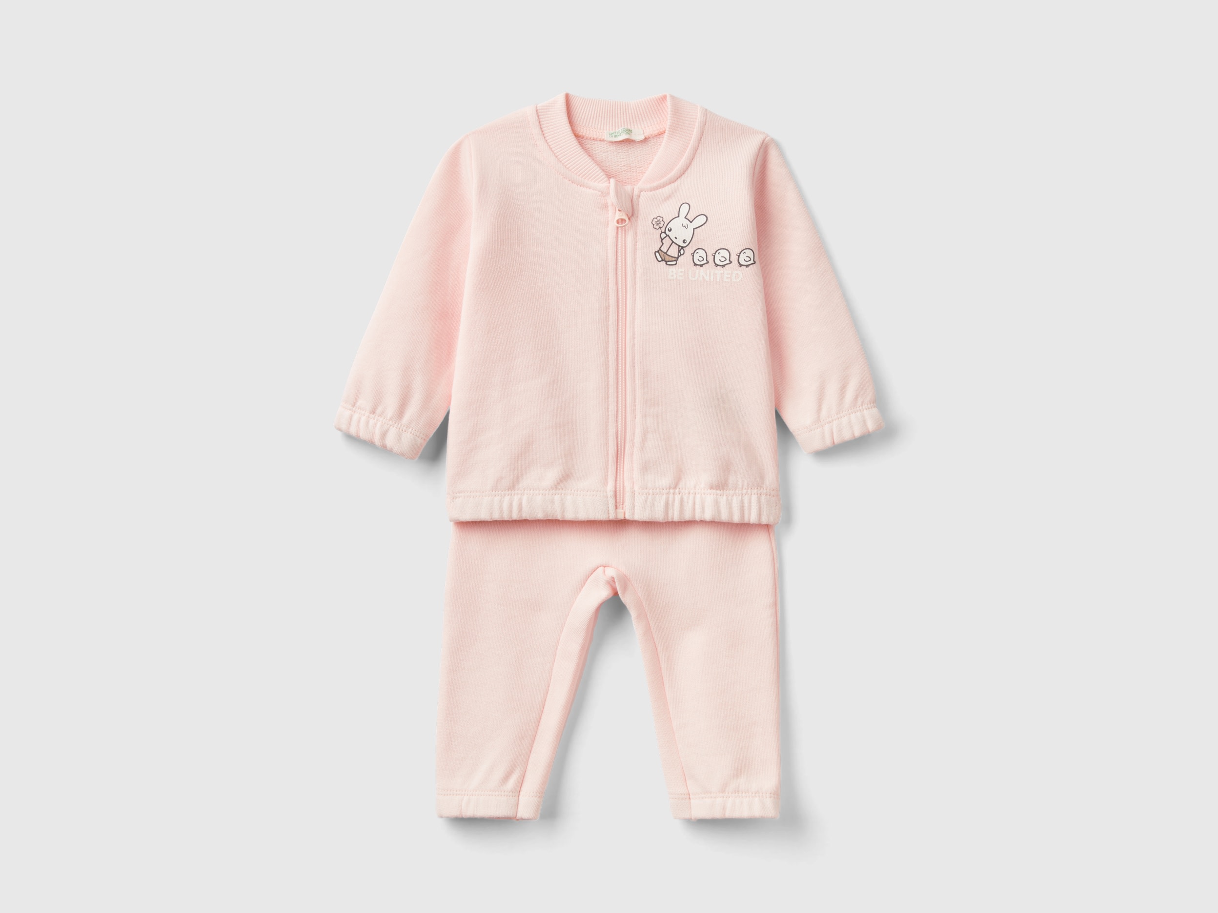 Image of Benetton, Organic Cotton Sweat Outfit, size 74, Peach, Kids
