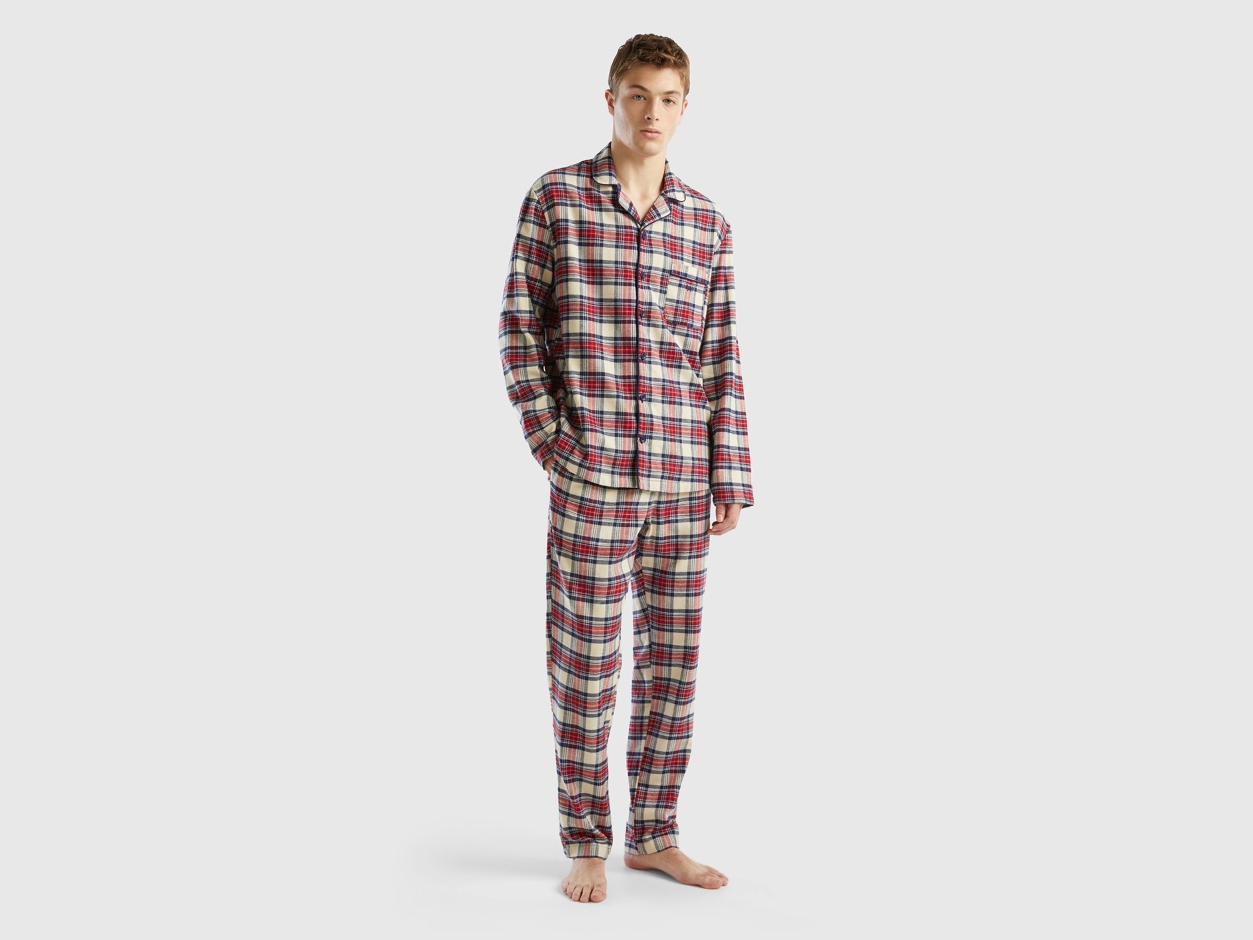 Benetton, Flannel Tartan Pyjamas, size XXL, Multi-color, Men