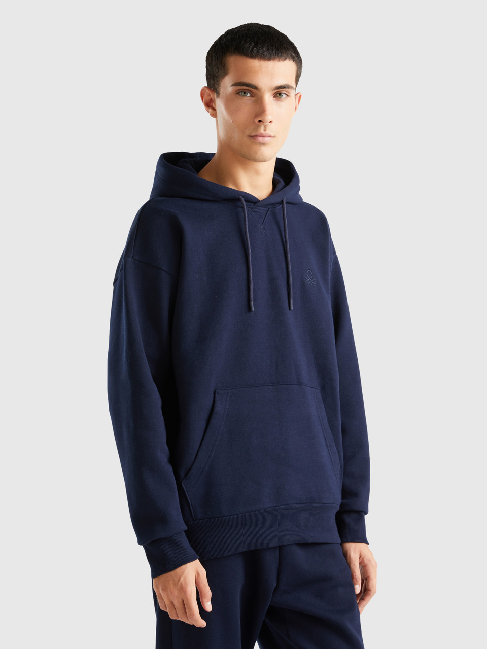Benetton, Warmer Kapuzensweater, Dunkelblau, male