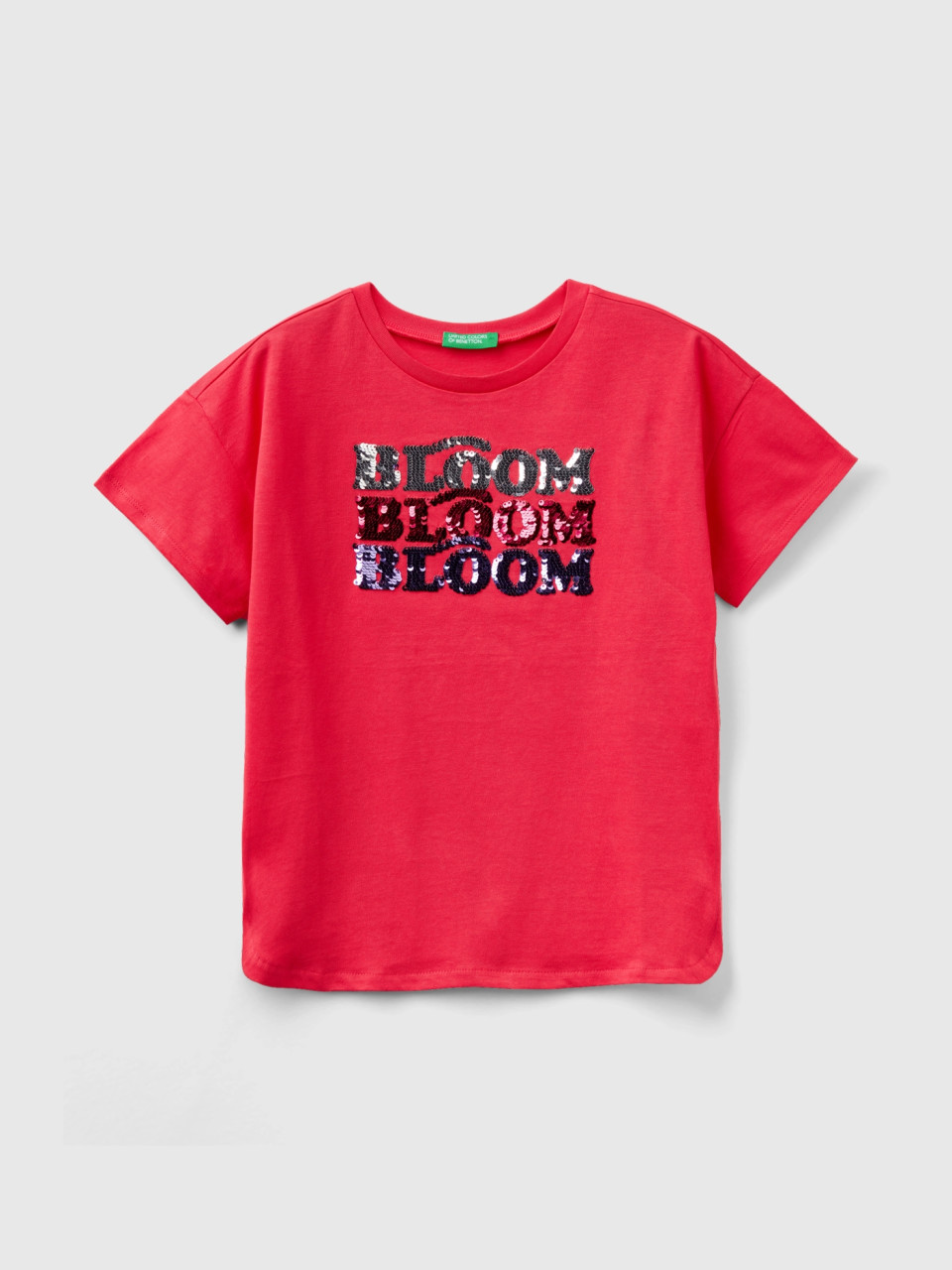 Benetton, T-shirt With Reversible Sequins, Fuchsia, Kids