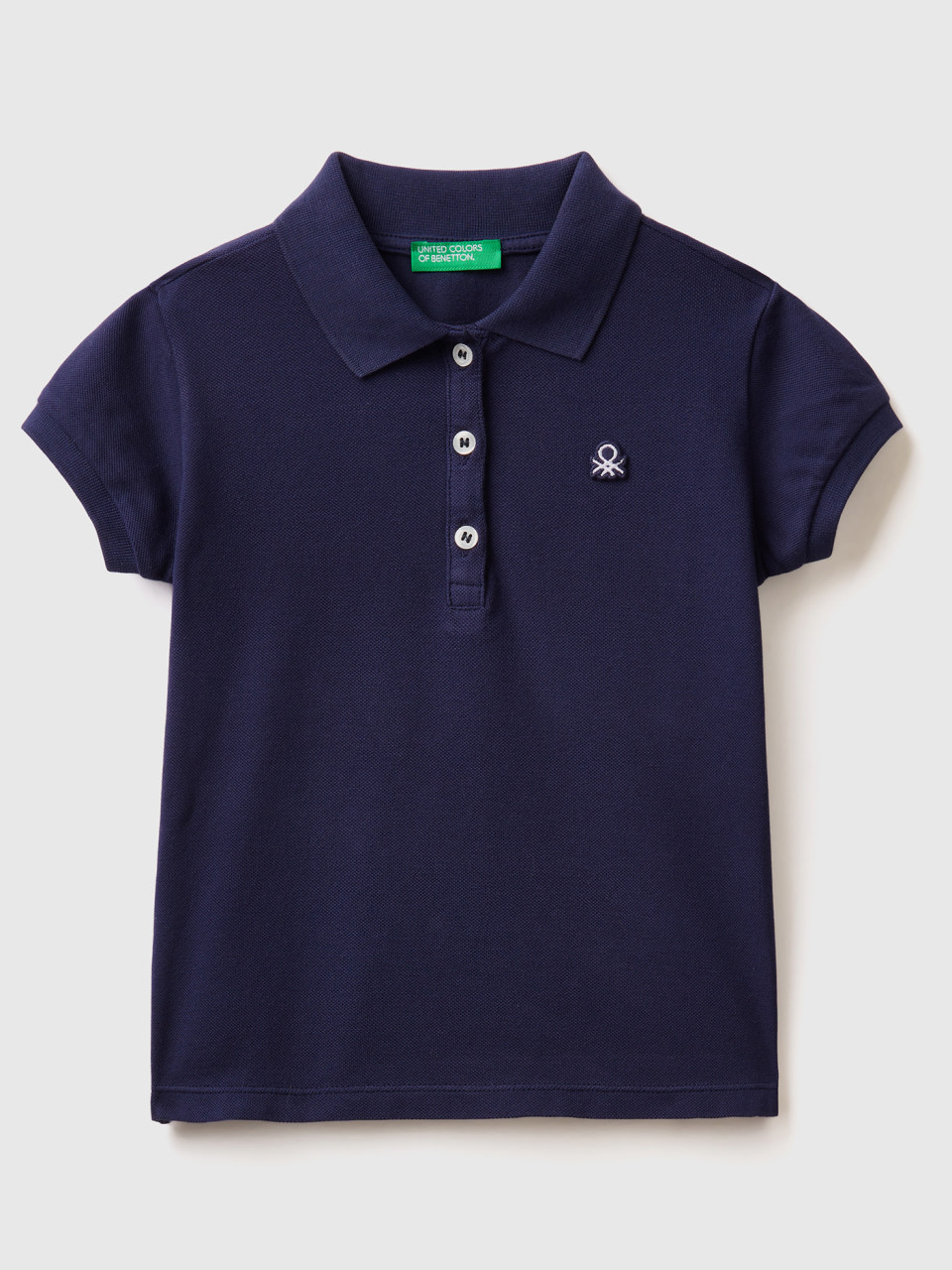 Benetton, Regular Fit Polo In Organic Cotton, Dark Blue, Kids