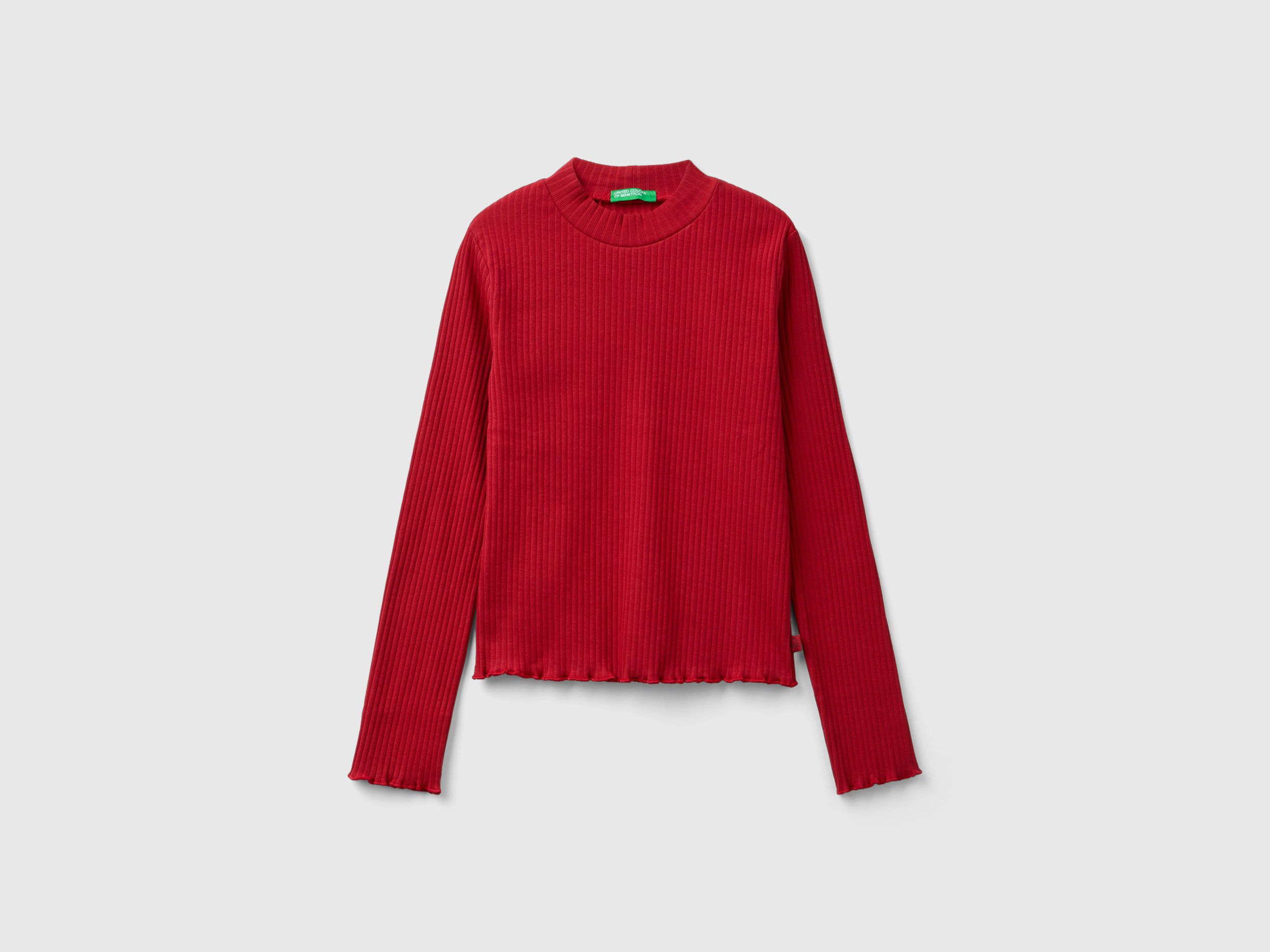 Benetton, Maglietta Slim Fit In Cotone Stretch, Rosso, Bambini