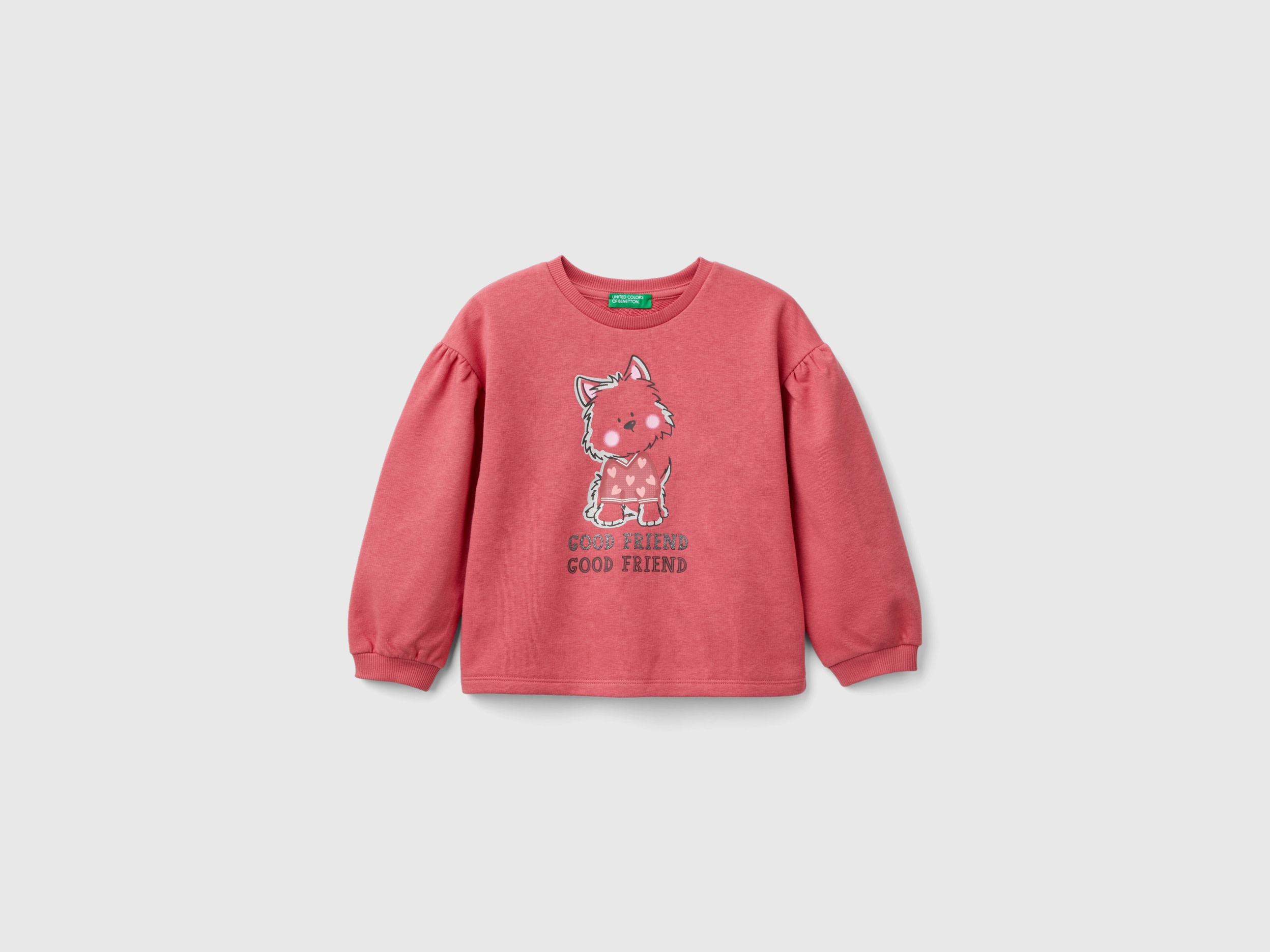 Benetton, Felpa Con Stampa Glitter, Malva, Bambini