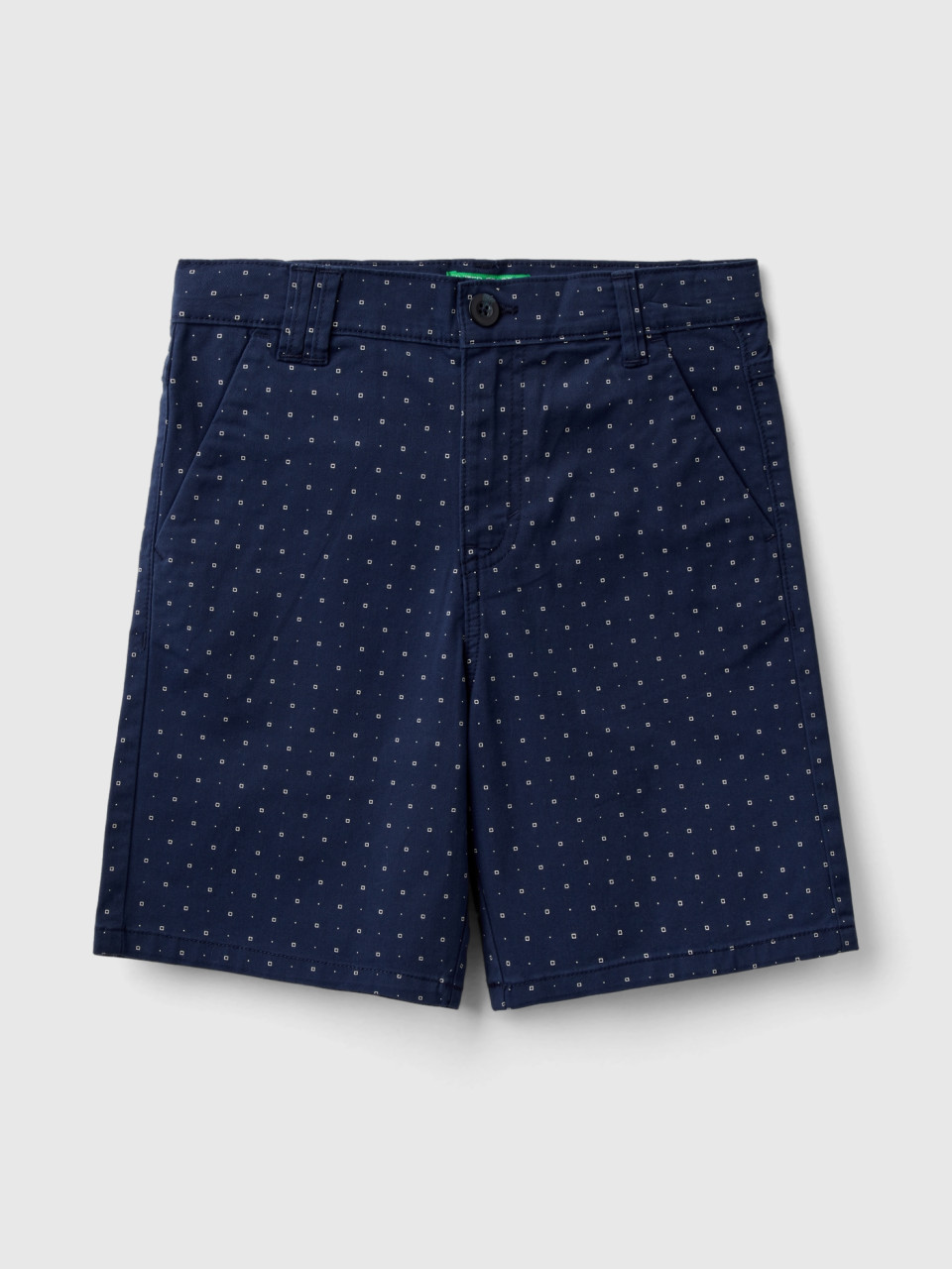 Benetton, Bermuda-shorts Slim Fit Mit Mikromuster, Dunkelblau, male